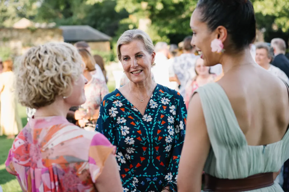 The Duchess speaks with guests at a reception for the NSPCC