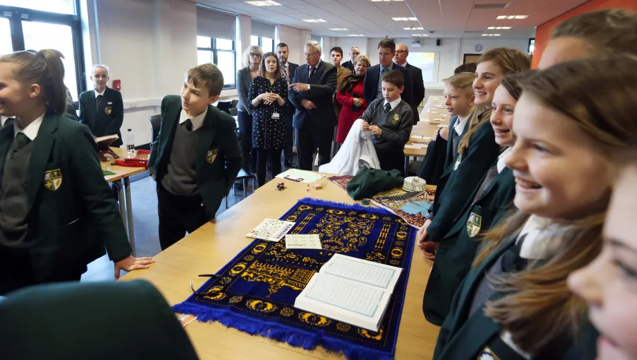 The Duke watches a religious education lesson
