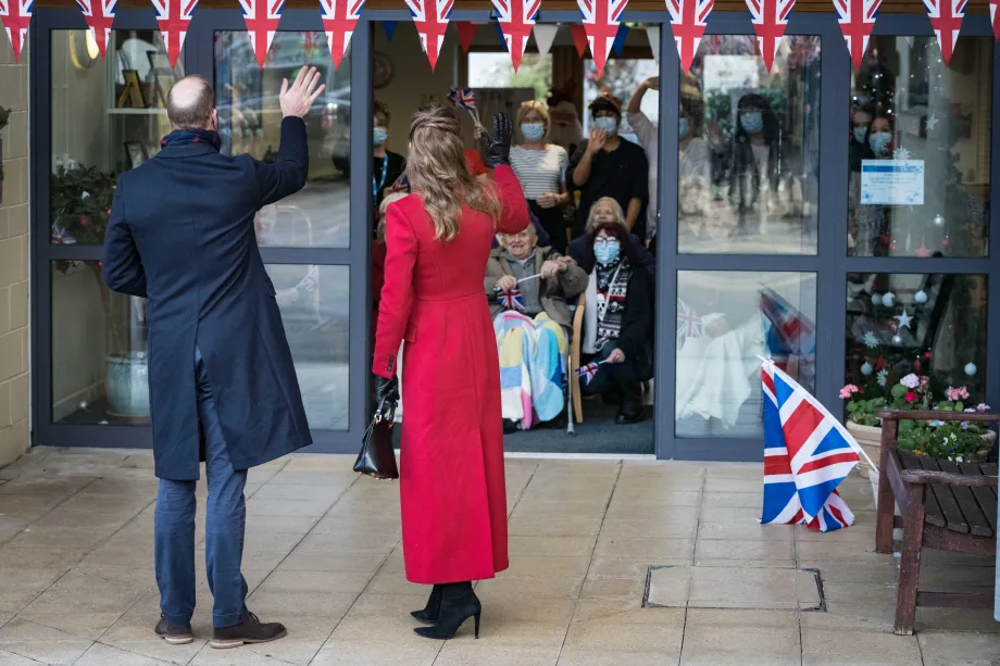 The Duke and Duchess of Cambridge visit Cleeve Court Care Home in Bath.