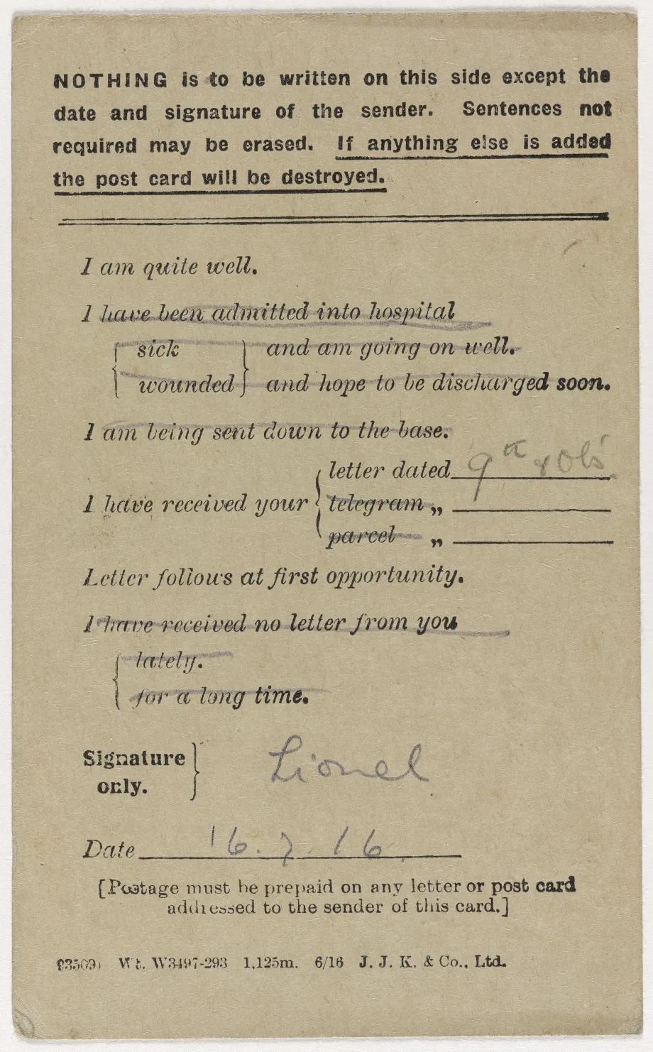 A field service postcard