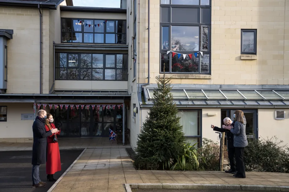 The Duke and Duchess of Cambridge visit Cleeve Court Care Home in Bath.
