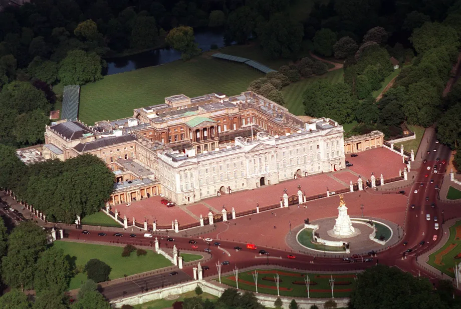 An aerial view of Buckingham Palace