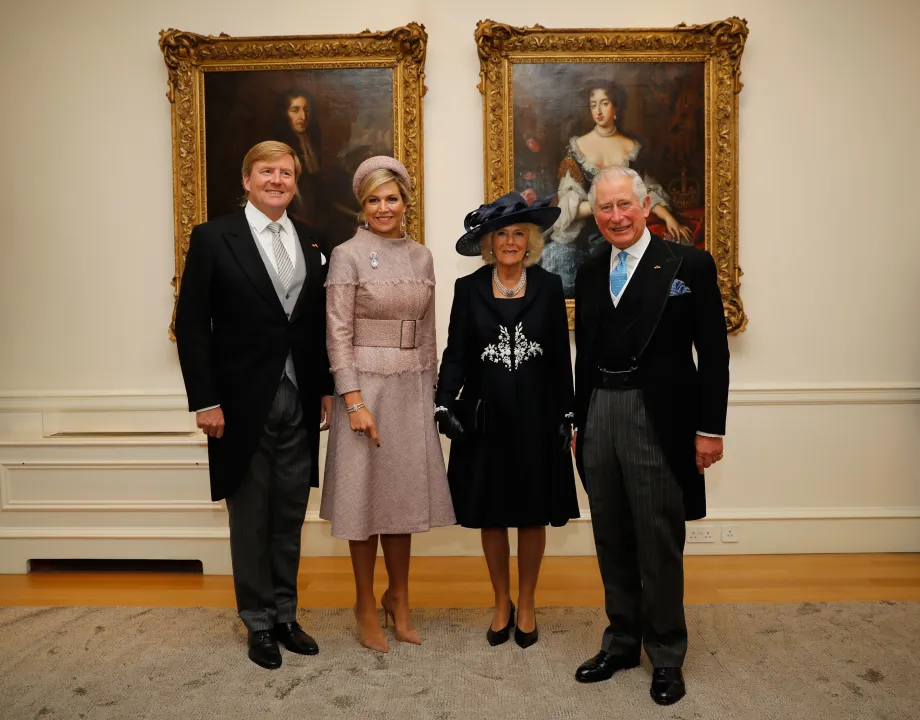 The Prince of Wales welcomes the king and queen of the netherlands