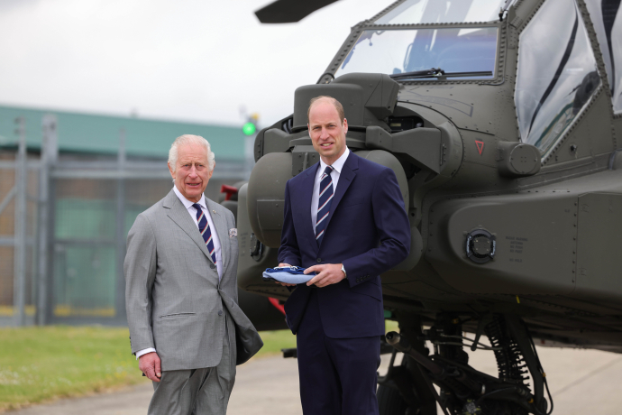 The King and The Prince of Wales on a visit to the Army Air Corps