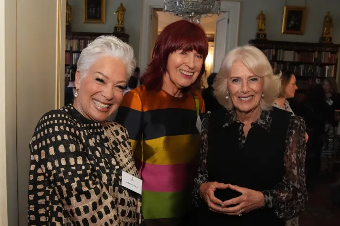 (L-R): Denise Welch, Janet Street-Porter and HM The Queen