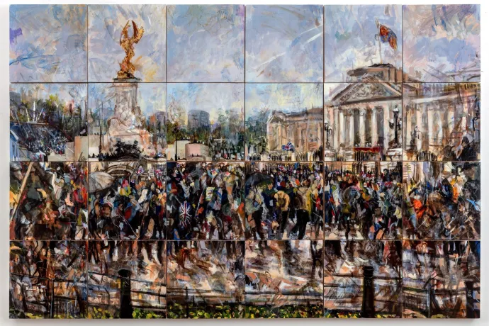 Fraser Scarfe's painting called 'Saluting the crowds'