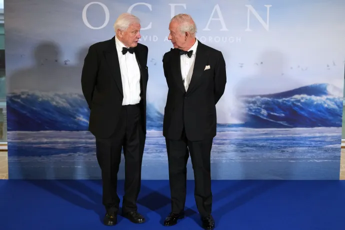 The King and Sir David Attenborough at the premiere of 'Ocean with David Attenborough'
