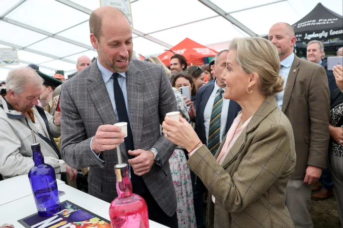 The Prince of Wales and the Duchess of Edinburgh try local Gin at the Royal Cornwall Show
