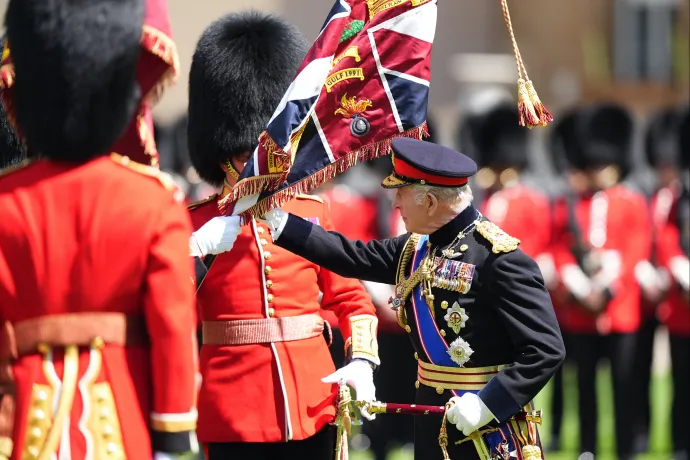 The King presents New Colours to the Grenadier Guards