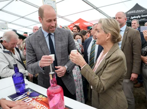 The Prince of Wales and the Duchess of Edinburgh try local Gin at the Royal Cornwall Show